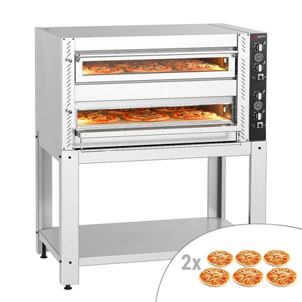 GGM Gastro Electric Deck Pizza Oven - Twin Deck - Refractory Stone Deck - 6+6 - Ø 30cm (30.5 cm) - incl. Base frame