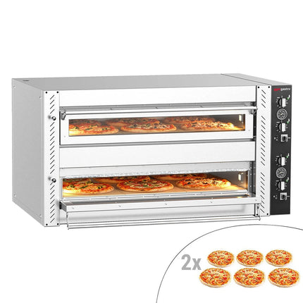 GGM Gastro Electric Deck Pizza Oven - Twin Deck - Refractory Stone Deck - 6+6 - Ø 30cm (30.5 cm) - Mechanical Controls - up to 450°C