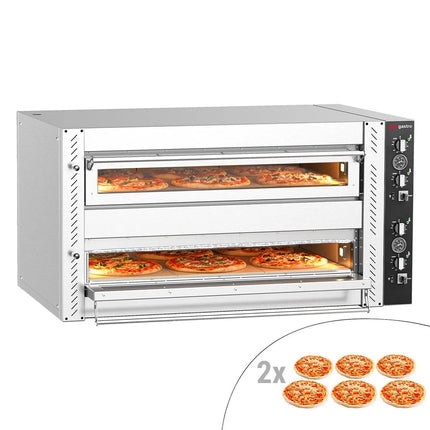 GGM Gastro Electric Deck Pizza Oven - Twin Deck - Refractory Stone Deck - 6+6 - Ø 30cm (30.5 cm) - Mechanical Controls - up to 450°C