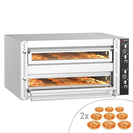 GGM Gastro Electric Deck Pizza Oven - Twin Deck - Refractory Stone Deck - 9+9 - Ø 30cm (30.5 cm) - Mechanical Controls - up to 450°C