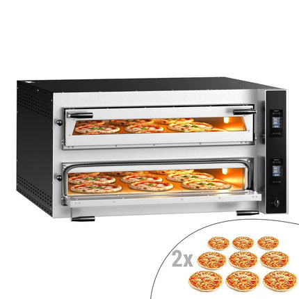 GGM Gastro Electric Deck Pizza Oven - Twin Deck - Refractory Stone Deck - 9+9 - Ø 35cm (35.1 cm) - Touchscreen Controls - up to 400°C