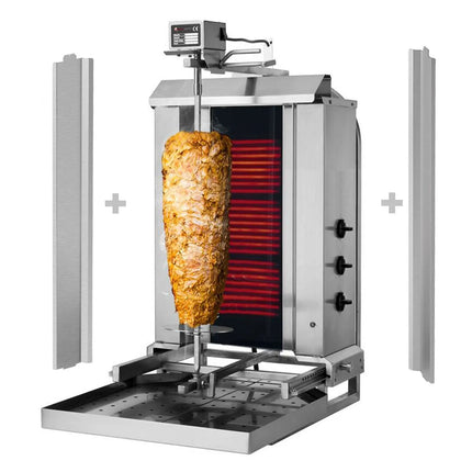 GGM Gastro Electric Doner Kebab Grill (Shawarma/Gyros) - 3 Burner - up to 40kg - 5.40kW - incl. 2 double doors & drip tray
