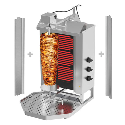 GGM Gastro Electric Doner Kebab Grill (Shawarma/Gyros) - 3 Burner - up to 40kg - 5.4kW - incl. 2 double doors & drip tray