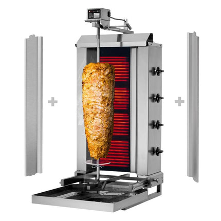 GGM Gastro Electric Doner Kebab Grill (Shawarma/Gyros) - 4 Burner - up to 60kg - 7.2kW - incl. 2 double doors & drip tray