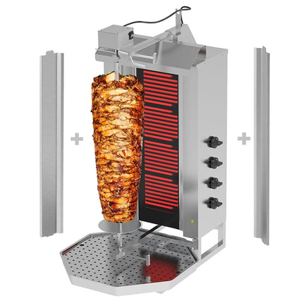 GGM Gastro Electric Doner Kebab Grill (Shawarma/Gyros) - 4 Burner - up to 60kg - 7.2kW - incl. 2 double doors & drip tray