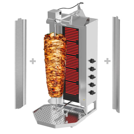 GGM Gastro Electric Doner Kebab Grill (Shawarma/Gyros) - 5 Burner - up to 80kg - 9kW - incl. 2 double doors & drip tray