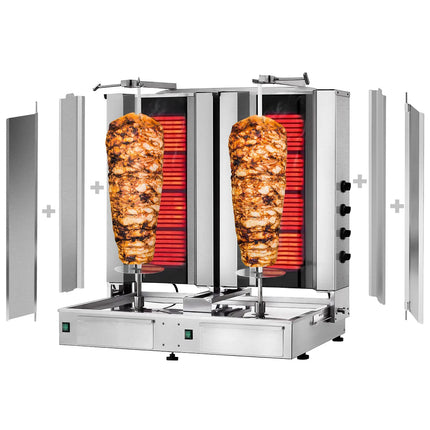 GGM Gastro Electric Doner Kebab Grill (Shawarma/Gyros) - Twin x 4 Burner - up to 120kg - 14.4kW - incl. 2 double doors