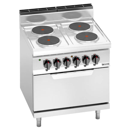 GGM Gastro Electric Oven Range - 17.9kW - 4 plates - with Electric Oven Static Oven - 7.5kW