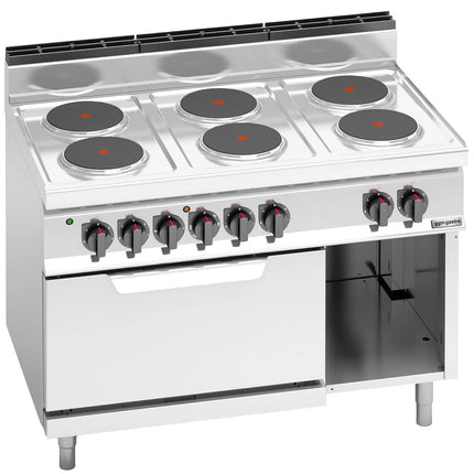 GGM Gastro Electric Oven Range - 23.1kW - 6 plates - with Electric Oven Static Oven - 7.5kW