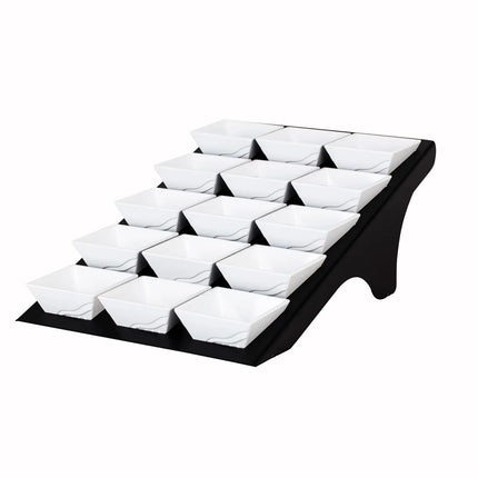 GGM Gastro Etagere / Buffet Stand - Black - Height: 195mm - incl. 15 Melamine bowls 90x90mm - square - Powder-coated stainless steel & melamine - suitable for small square bowls