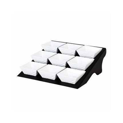 GGM Gastro Etagere / Buffet Stand - Black - Powder-coated stainless steel - square - incl. 9 Melamine bowls 90x90mm - with 9 shelves - suitable for square small bowls