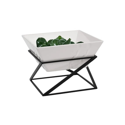 GGM Gastro Etagere / Buffet Stand - Black - square - Height: 175mm - incl. 1 Melamine bowl - Powder-coated stainless steel & Melamine