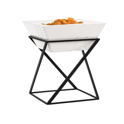 GGM Gastro Etagere / Buffet Stand - Black - square - Height: 275mm - incl. 1 Melamine bowl - Powder-coated stainless steel & Melamine