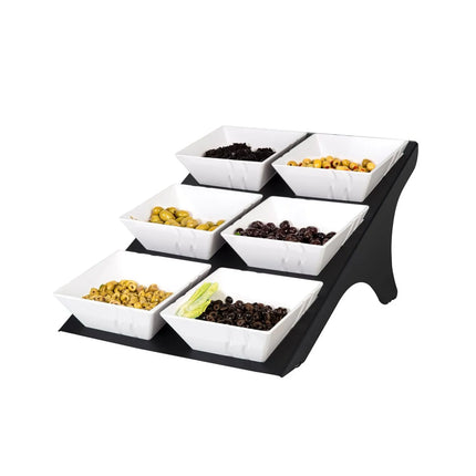 GGM Gastro Etagere / Buffet Stand - Black - square - Height: 330mm - incl. 6 Melamine bowls 220x220mm - suitable for small square bowls