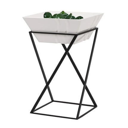 GGM Gastro Etagere / Buffet Stand - Black - square - Height: 475mm - incl. 1 Melamine bowl - Powder-coated stainless steel & Melamine
