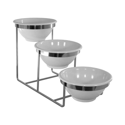 GGM Gastro Etagere / Buffet Stand - Metal frame - Chrome - Height: 350mm - incl. 3 Melamine bowls - with 3 shelves - suitable for round bowls