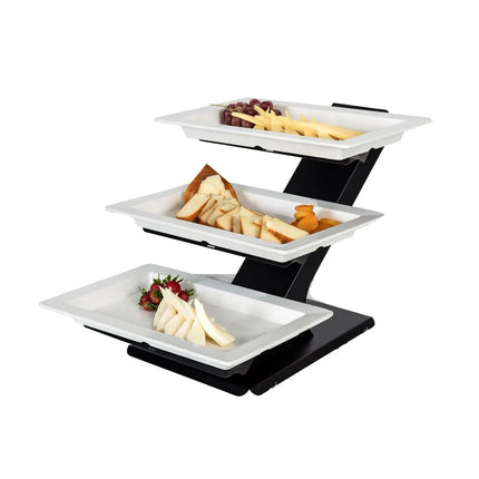GGM Gastro Etagere / Buffet Stand - Powder-coated stainless steel & melamine - Black - incl. 3 Melamine bowls 320x530mm