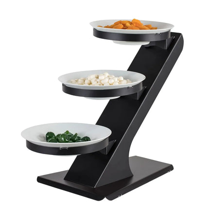 GGM Gastro Etagere / Buffet Stand - Powder-coated stainless steel & Melamine - Black - incl. 3 Melamine bowls Ø260mm