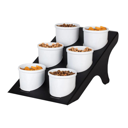 GGM Gastro Etagere / Buffet Stand - Powder-coated stainless steel & melamine - Black - round - Ø135mm - incl. 6 Melamine bowls Ø100mm - suitable for round small bowls