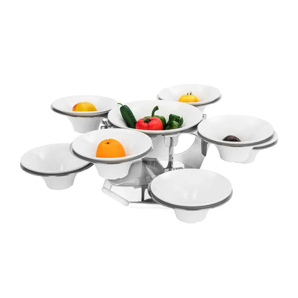 GGM Gastro Etagere / Buffet Stand - rotating - Stainless steel - Height: 225mm - incl. 9 Melamine bowls 8x Ø200mm, 1x Ø280mm - round