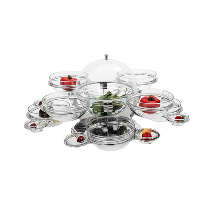 GGM Gastro Etagere / Buffet Stand - rotating - Stainless steel - round - Ø600mm - incl. 17 Glass bowls Ø170mm (8), Ø70mm (8), Ø220mm (1)