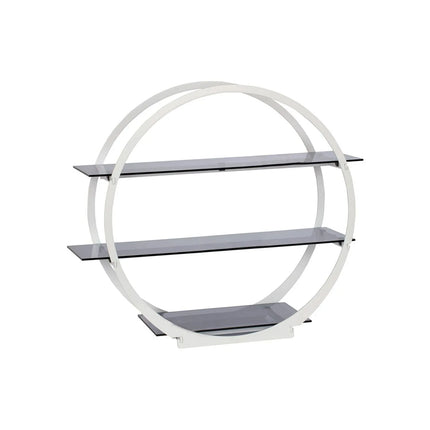 GGM Gastro Etagere / Buffet Stand - round - Ø390mm - Stainless steel frame & white plexiglass shelves - White - with 3 shelves