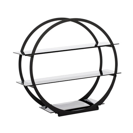 GGM Gastro Etagere / Buffet Stand - round - Ø600mm - Stainless steel frame & black plexiglass shelves - Black - with 3 shelves