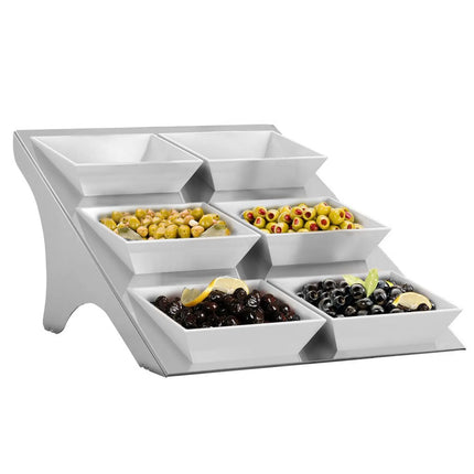 GGM Gastro Etagere / Buffet Stand - Stainless steel frame - Chrome - square - Height: 330mm - incl. 6 Melamine bowls 220x220mm - suitable for square bowls