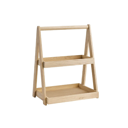 GGM Gastro Etagere / Buffet Stand - VALO - Oak - Brown - square - Height: 445mm - with 2 shelves - suitable for GN 1/2 & GN 1/3