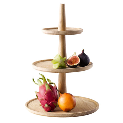 GGM Gastro Etagere / Buffet Stand - VALO - with 3 shelves - Oak - Brown - round - Ø300mm - Height: 420mm