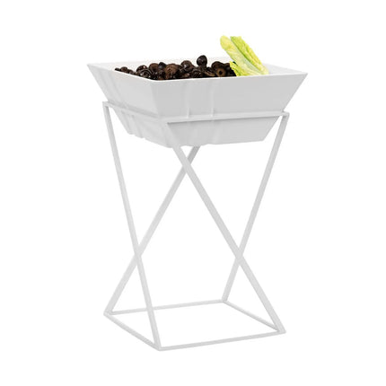 GGM Gastro Etagere / Buffet Stand - White - Height: 375mm - incl. 1 Melamine bowl - square - Powder-coated stainless steel & Melamine