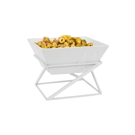 GGM Gastro Etagere / Buffet Stand - White - square - Height: 175mm - incl. 1 Melamine bowl - Powder-coated stainless steel & Melamine
