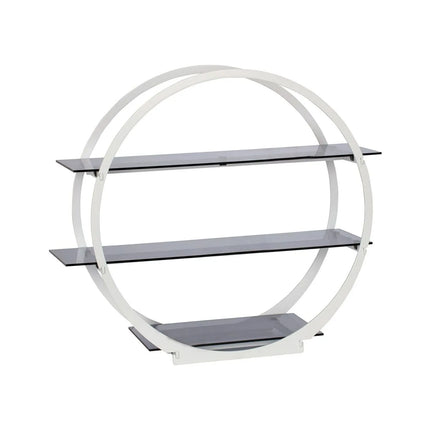 GGM Gastro Etagere / Buffet Stand - with 3 shelves - Stainless steel frame & white plexiglass shelves - White - round - Ø540mm