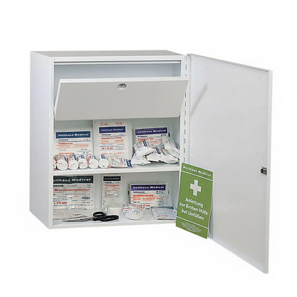 GGM Gastro First Aid Cabinet Workplace Large - filled - powder-coated steel - White - with lockable - incl. 2 keys