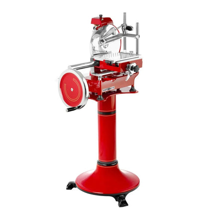 GGM Gastro Flywheel Meat Slicer - Blade 300mm - Red - with Pedestal Stand