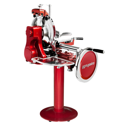 GGM Gastro Flywheel Meat Slicer - Blade 300mm - Red - with Pedestal Stand