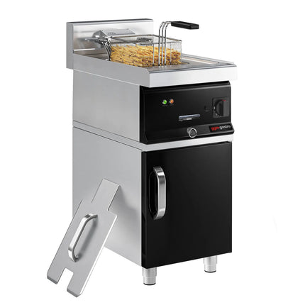 GGM Gastro Free Standing Electric Fryer - 10 litres - 12kW - with drain tap - incl. substructure with 1 door