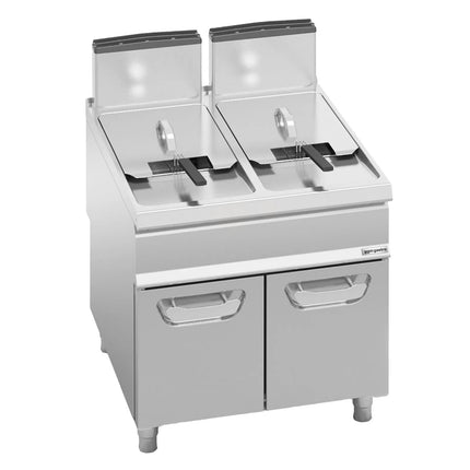 GGM Gastro Free Standing Gas Twin Tank Fryer - 20+20 litres - 35kW - with drain tap