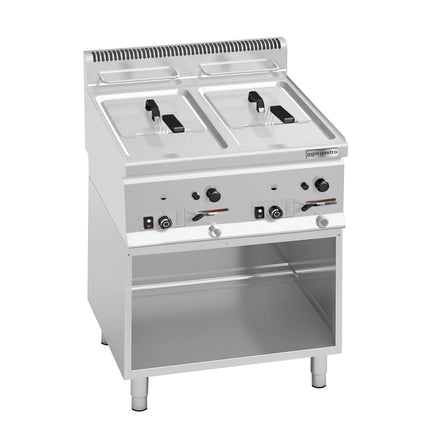 GGM Gastro Free Standing Gas Twin Tank Fryer - 8+8 litres - 13.2kW - with drain tap - incl. base frame