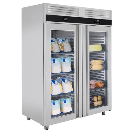 GGM Gastro Fridge Freezer Combination Stainless steel PREMIUM - GN 2/1 - 1400L - with 2 doors & Support grids