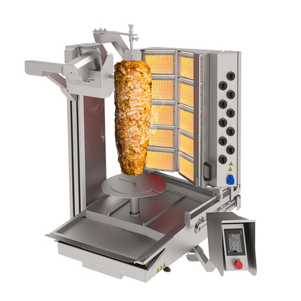 GGM Gastro Gas Automatic Doner Kebab Grill - 10 Burner - up to 150kg - 26.6kW - with Auto‑Slicer - incl. 1 skewer & drip tray