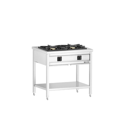 GGM Gastro Gas Boiling Top - 17kW - 2 burners - with open base shelf - with drip tray