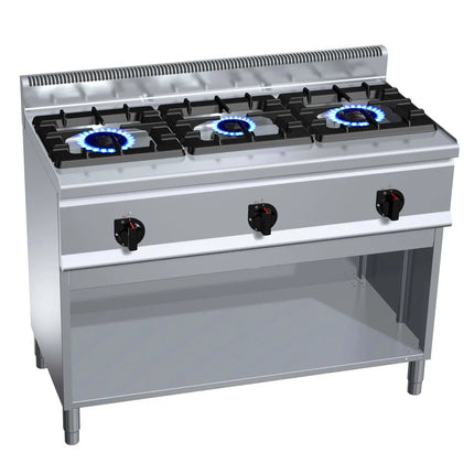 GGM Gastro Gas Boiling Top - 31kW - 3 burners - with open base shelf - Heavy Duty