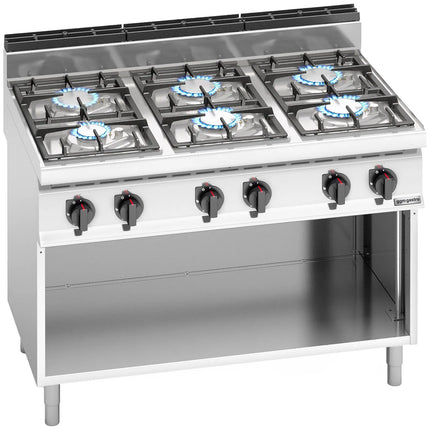 GGM Gastro Gas Boiling Top - 33.5kW - 6 burners - with open base shelf