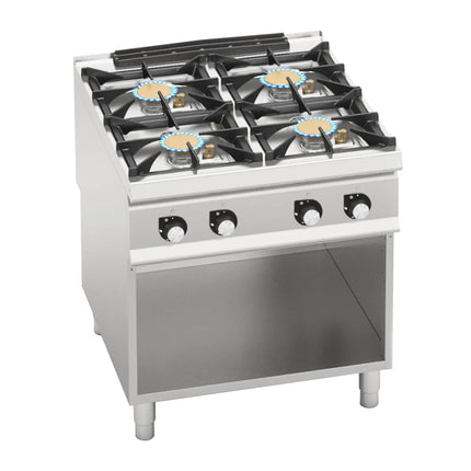 GGM Gastro Gas Boiling Top - 40kW - 4 burners - with open base shelf - Heavy Duty - High-Output Model