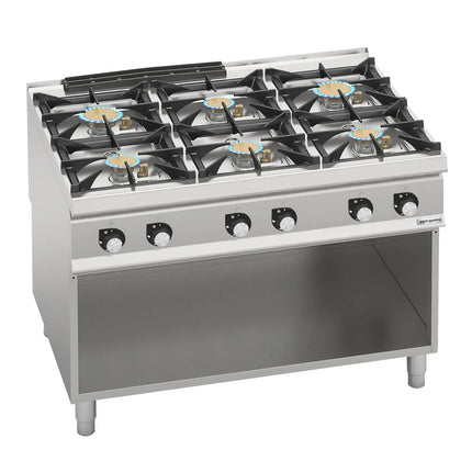 GGM Gastro Gas Boiling Top - 44kW - 6 burners - with open base shelf - Heavy Duty