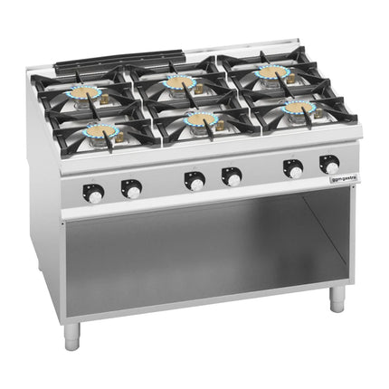 GGM Gastro Gas Boiling Top - 60kW - 6 burners - with open base shelf - Heavy Duty - High-Output Model