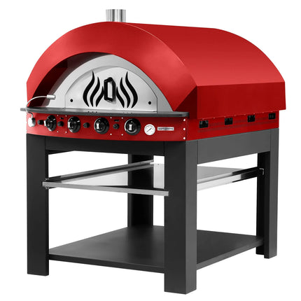 GGM Gastro Gas Deck Pizza Oven - Single Deck - 9 - Ø 25cm (25.4 cm) - Mechanical Controls - Red - up to 400°C - incl. Base frame