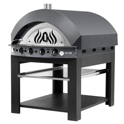 GGM Gastro Gas Deck Pizza Oven - Single Deck - 9 - Ø 25cm (25.4 cm) - Mechanical Controls - Anthracite - up to 400°C - with Base frame