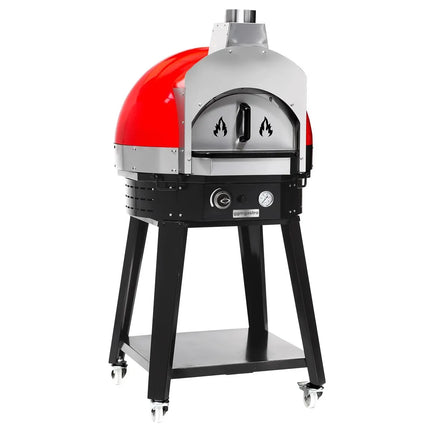 GGM Gastro Gas Deck Pizza Oven - Single Deck - Stone Deck - 1 x Ø 60cm (59.9 cm) - Mechanical Controls - Black - up to 400°C - incl. Base frame